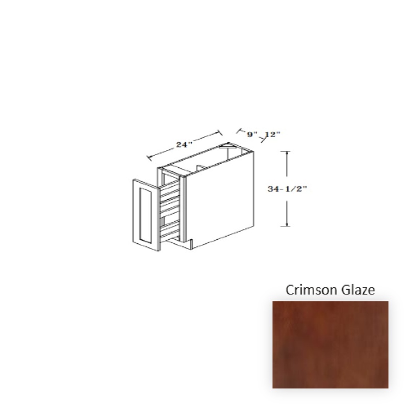 Crimson Glaze Wood Kitchen Spice Rack Base - 9" X 24" X 34.5" - Crimson Glaze