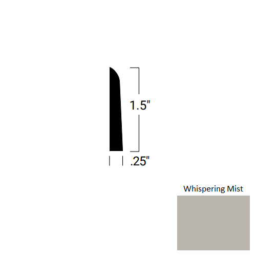Johnsonite Whispering Mist Rubber Moulding / Trim - 1 1/2" X 8 Ft (96") X 1/4" Millwork Shoe Moulding - Millwork Shoe Moulding