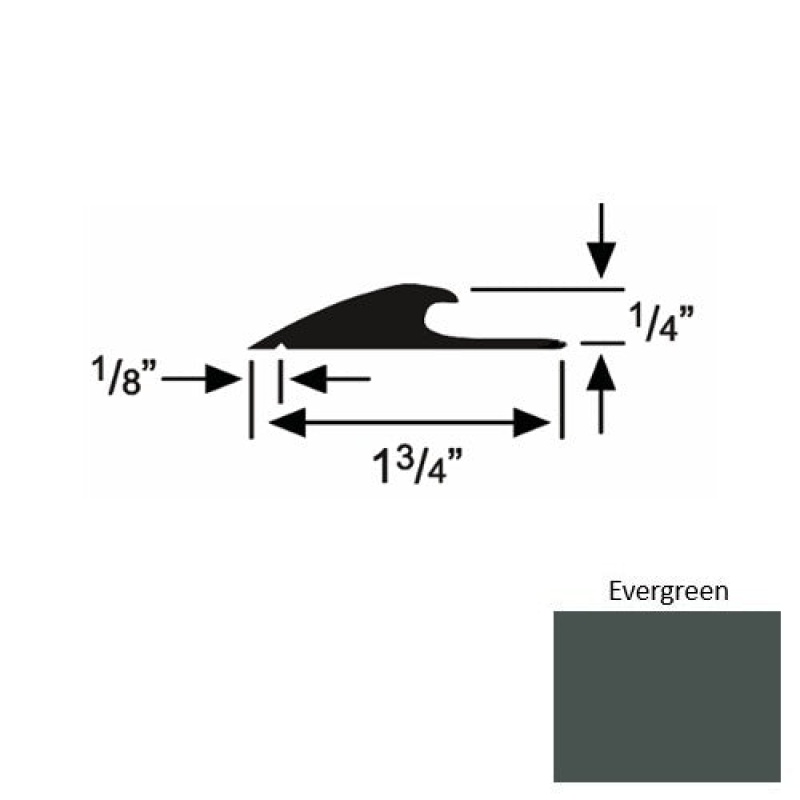 Solid 43 Evergreen Rubber Custom Carpet Edging - 1 3/4" X 9 Ft (108") X 1/4"