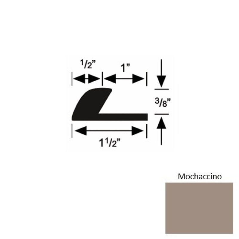 Solid 37 Mochaccino Rubber Underlap Carpet Edge - 1 1/2" X 9 Ft (108") X 3/8"