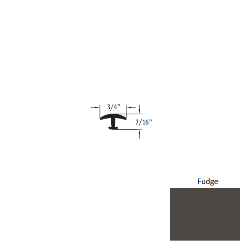 Johnsonite Fudge Vinyl Moulding / Trim - 3/4" X 12 Ft (144") X 1/4" & 5/16" T Molding - T Molding