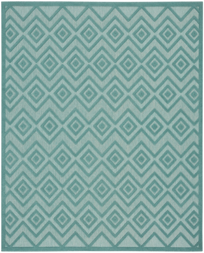 Versatile Aqua / Teal Modern Area Rug 8 ft x 10 ft