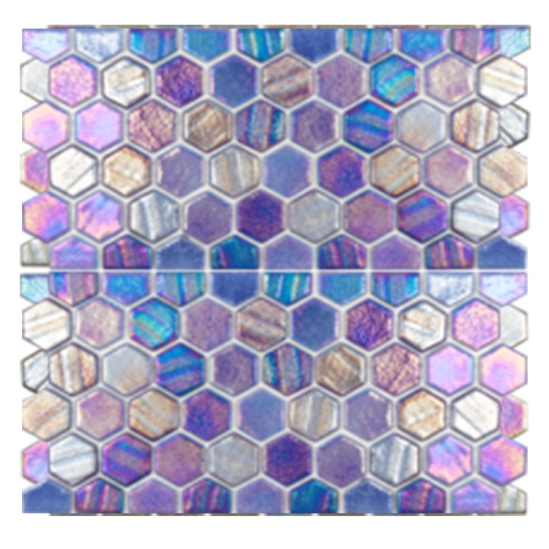 Illusions Dark Blue With Border Deco Glass Mosaic