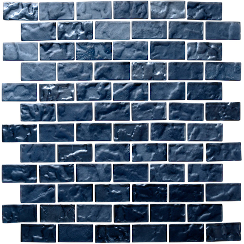 Lava Solid Ash Glass Mosaic - 1" X 2" Offset - Lava