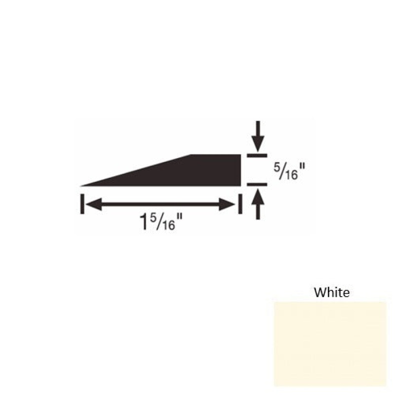 Solid 25 White Rubber Reducer Strip - 1 5/16" X 9 Ft (108") X 5/16"