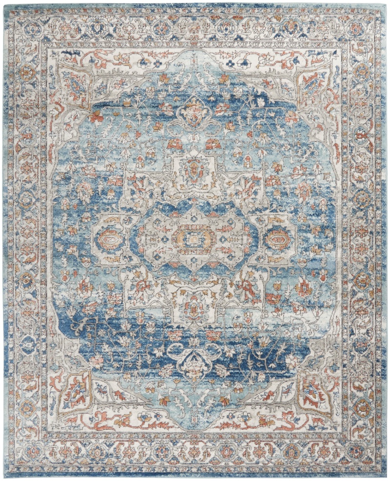 Quarry Qua11 Ivory Blue Polypropylene Vintage Area Rug