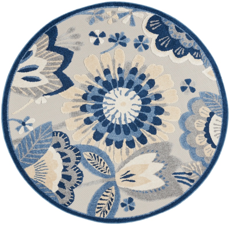 Aloha Alh25 Blue / Grey Polypropylene Area Rug