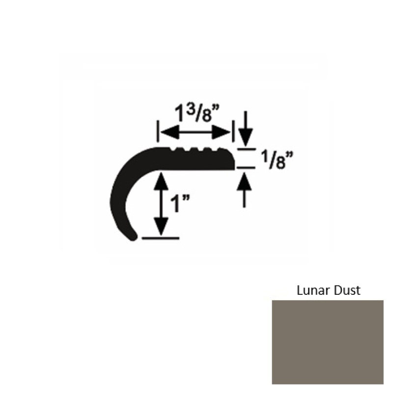 Solid 06 Lunar Dust Rubber Domestic Stair Nosing (Rd) - 1 3/8" X 9 Ft (108")