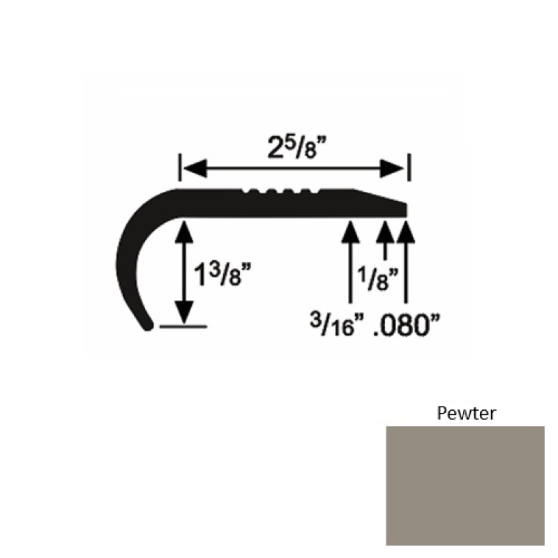 Solid 04 Pewter Rubber Residential Stair Nosing