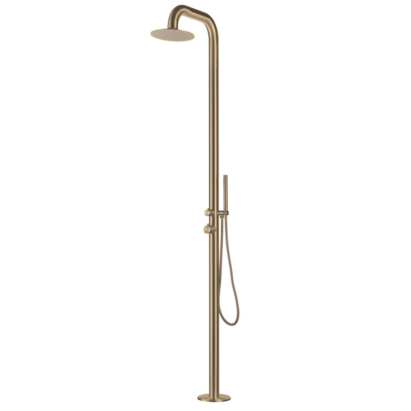 Stainless Steel Freestanding Outdoor Shower With Hand Shower - Gold