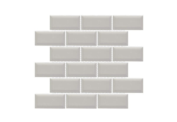 Artisan Plus Taupe Porcelain Mosaic - 2" X 4" Beveled Brick - Glossy