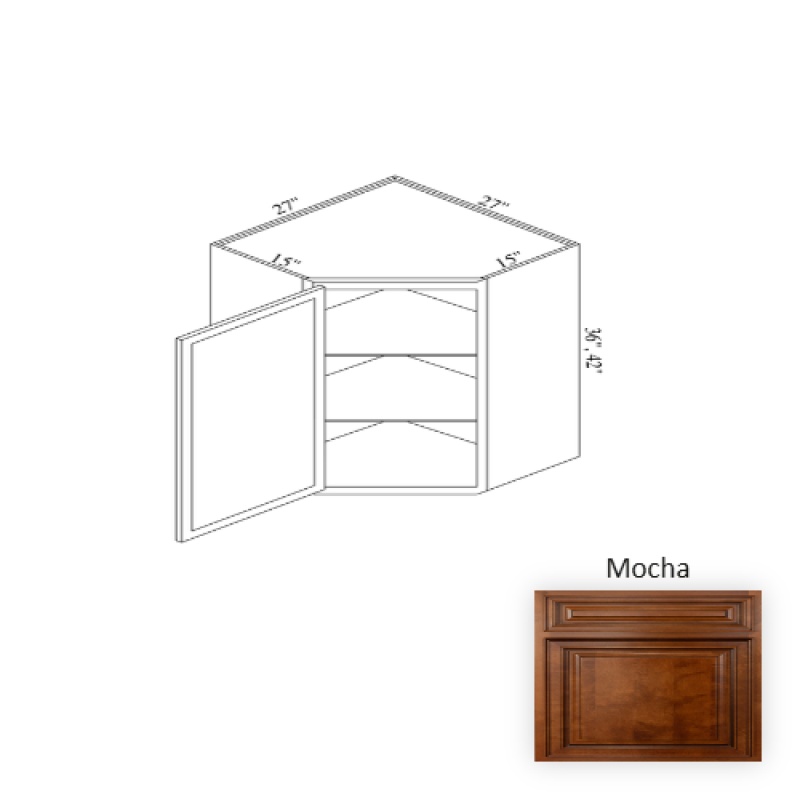 Wcd273615 Mocha Wood Kitchen Corner Blind Base Cabinet - 27" X 36" X 15" (Assembly Required) - Mocha