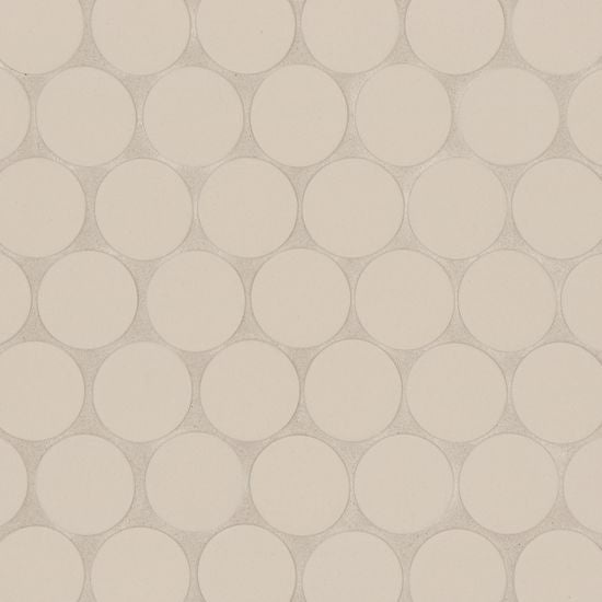 Makoto Tatami Beige Porcelain Mosaic - 2" X 2" Penny Round - Matte