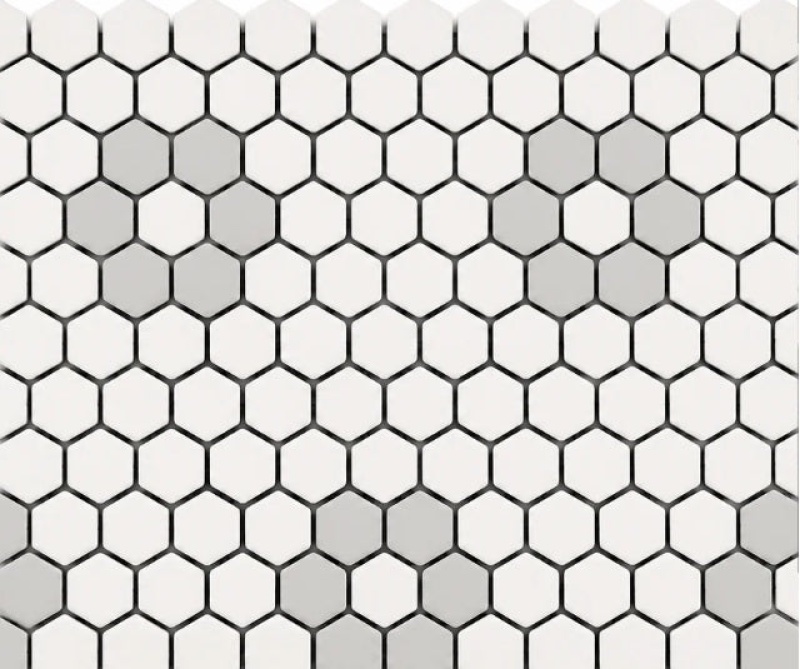 Flower White & Gray Porcelain Mosaic - 10.92" X 10.92" - Matte