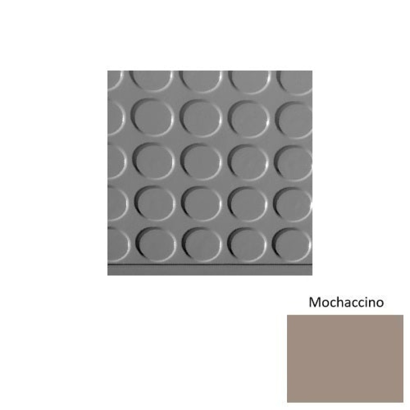 Solid 97 Mochaccino Vantage Raised Circular Rubber (Sq) With Safety Yellow Abrasive Strip Stair Tread - Textured