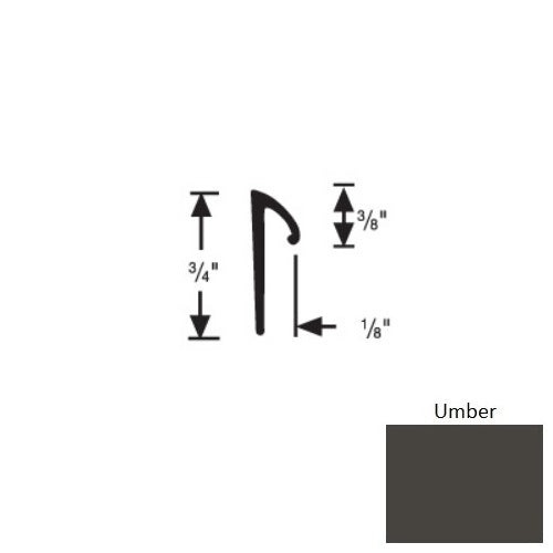 Flextones Umber Vinyl 197R Tapered Resilient Cove Cap - 3/8" X 12 Ft - Thermoplastic