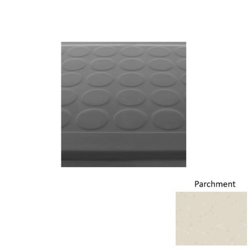 Symmetry 92 Parchment Low Profile Raised Circular Rubber (Sq) With Galley Red Abrasive Strip Stair Tread With Dupont Kevlar - Textured