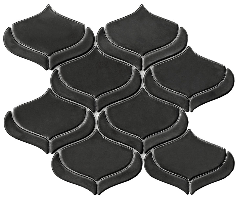 Mythos Black Ceramic Mosaic - Arabesque - Matte