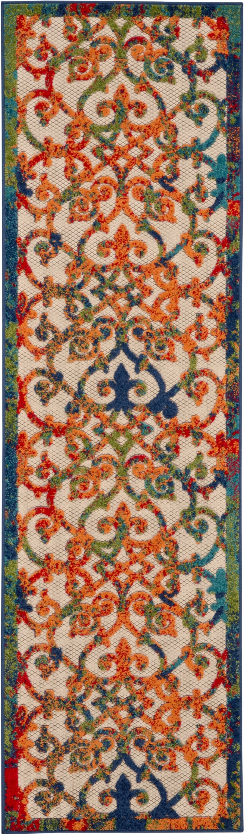 Aloha Multicolor Polypropylene Contemporary Runner Rug