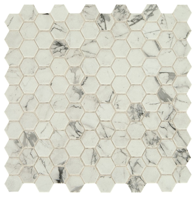 Uptown Glass Posh Resort Glass Mosaic - 1" Hexagon - Glossy