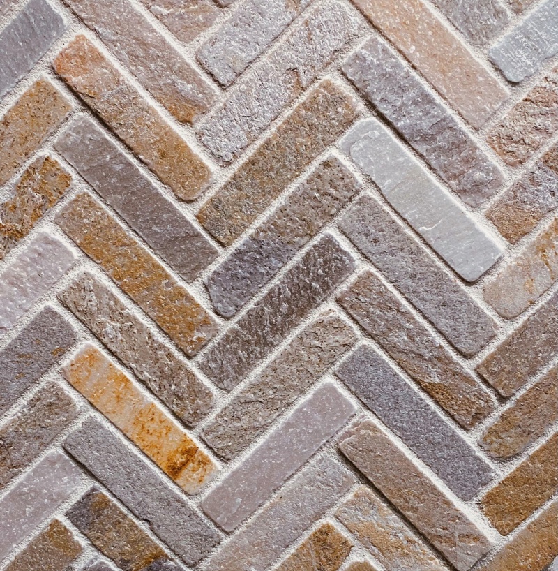 Woodridge Slate Mosaic – 1" x 4" Herringbone, Natural Cleft