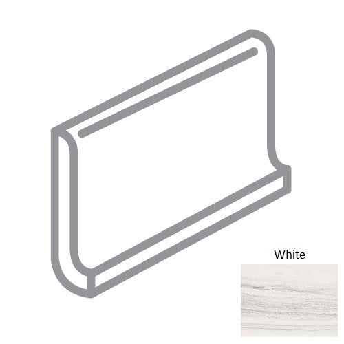 Highland White Porcelain Wall Trim - 6" X 12" Cove Base - Honed