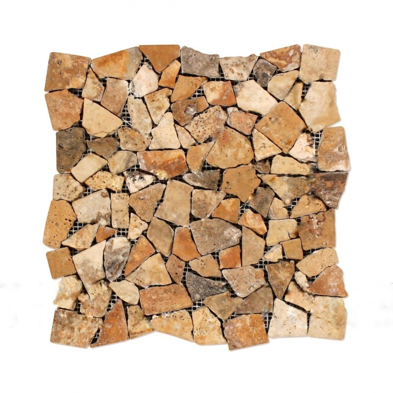 Scabos Cross Cut Travertine Pebble 12" x 12"