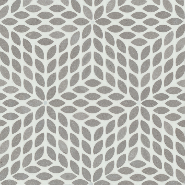 Celeste Cinder Grey / Calacatta Losanna Marble Mosaic - Leaf - Honed