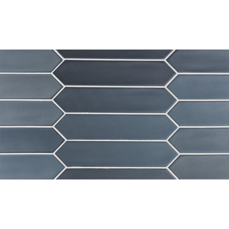 Alfama Pickets Navy Ceramic Tile - Matte - 2" X 10"