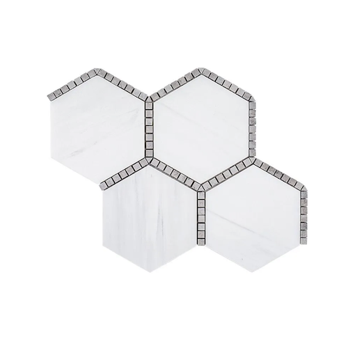 Rotunda Tunisian Grey Marble & Limestone Mosaic - Hexagon - Honed & Polished