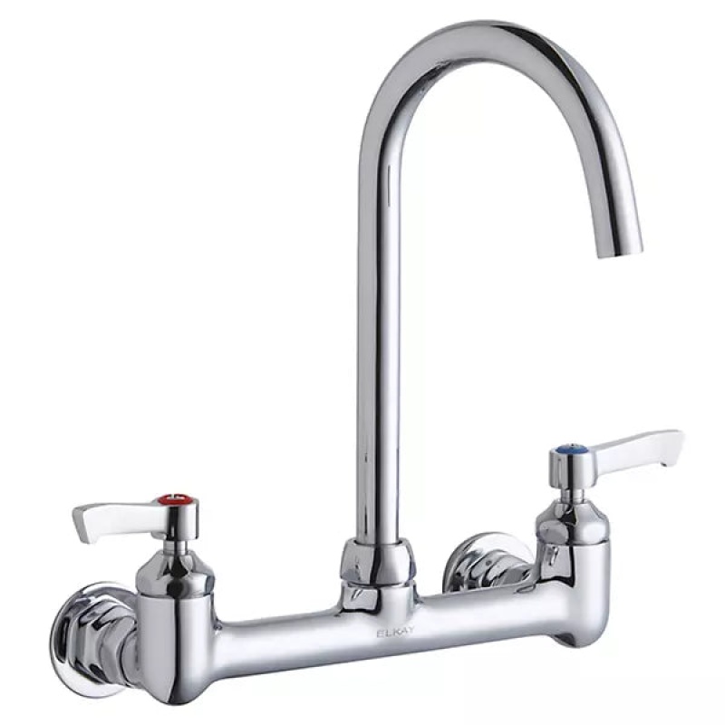 Chrome Deck Mount Kitchen Faucet with Double Handles