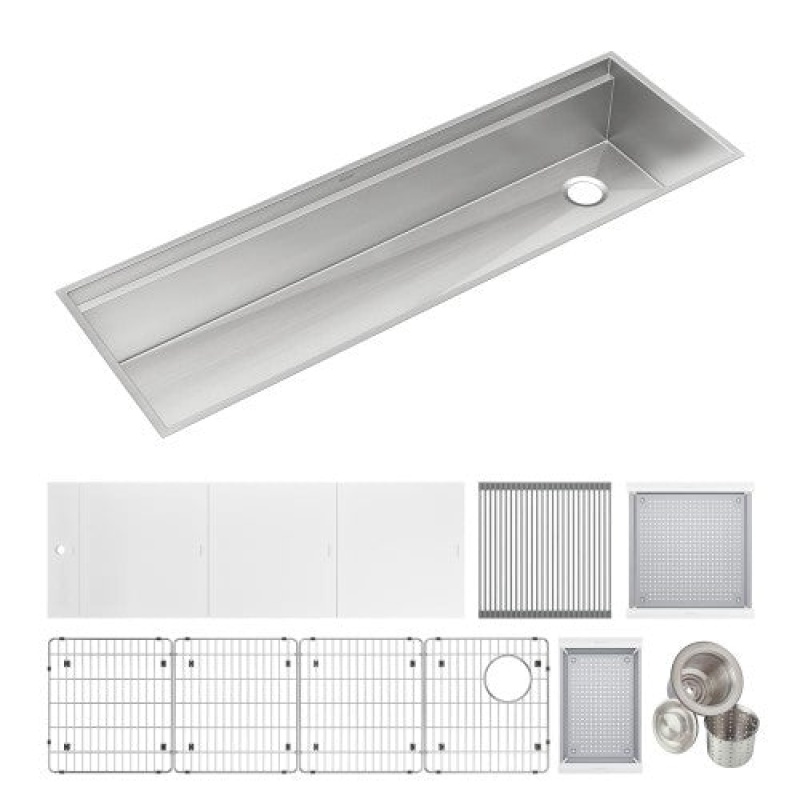 Cs60wpk Circuit Chef Stainless Steel Undermount Single Bowl Workstation Kitchen Sink - 59 1/2" X 20 1/2" X 10" - Stainless Steel