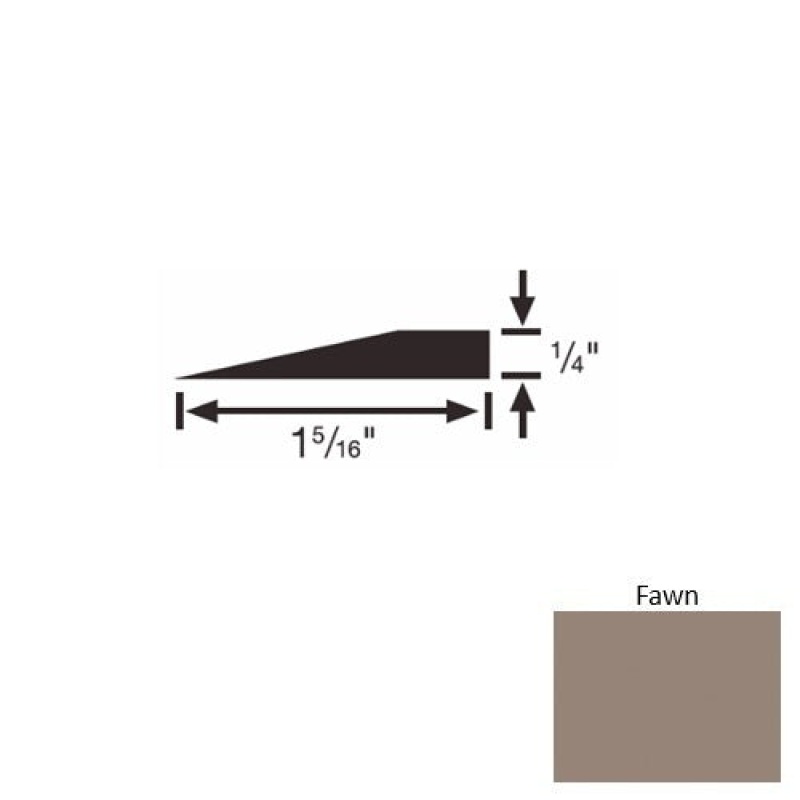 Solid 24 Fawn Rubber Reducer Strip - 1 5/16" X 9 Ft (108") X 1/4"