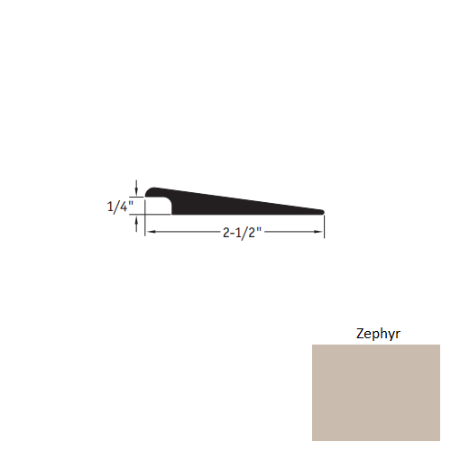 Johnsonite Zephyr Vinyl Moulding / Trim - 2 1/2" X 12 Ft (144") X 1/4" Wheeled Traffic Transition - Wheeled Traffic Transition