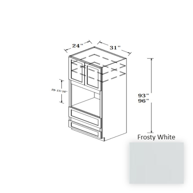 Frosty White Wood Kitchen Oven Cabinet