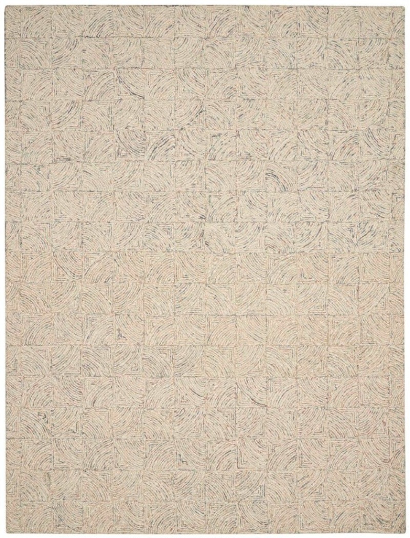 Interlock Ivory Multicolor Itl05 Wool Contemporary Area Rug - 8 Ft X 11 Ft - Ivory Multicolor