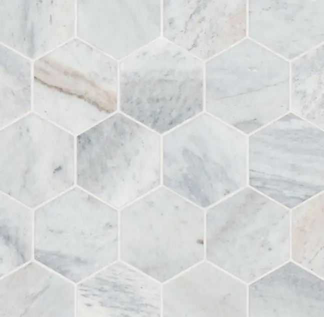 Glorious Blue Marble Mosaic - 3" x 3" Hexagon - Honed