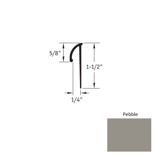 Pebble Vinyl L Cap Cove Trim, 1/4" x 12 Ft