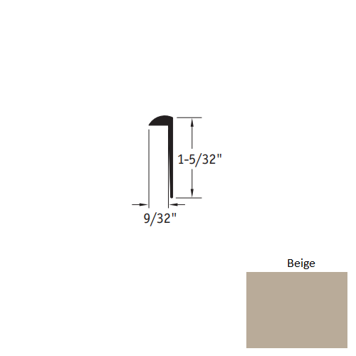 Beige Vinyl Moulding / Trim 9/32" x 12 Ft Square Cap