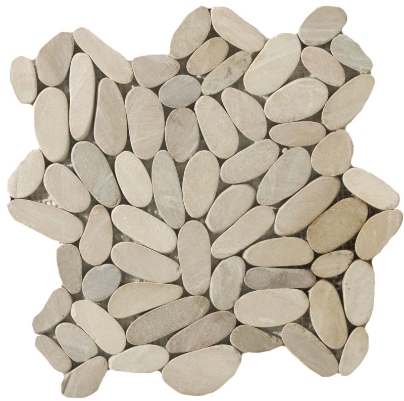 Venetian Tan Pebble Mosaic - 12" X 12" - Flat Matte