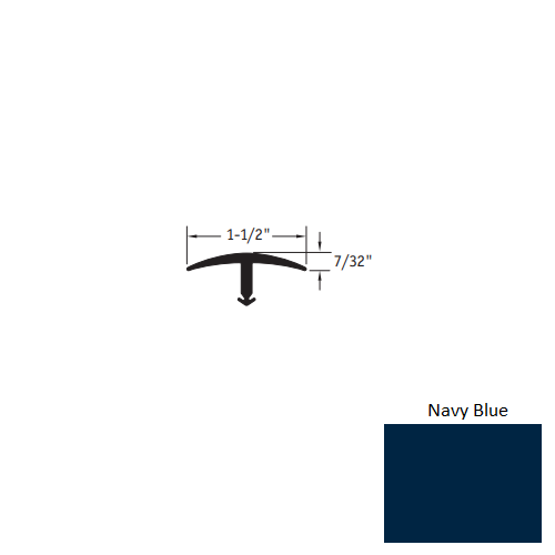 Johnsonite Navy Blue Vinyl Moulding / Trim - 1 1/2" X 12 Ft (144") X 1/2" T Molding - T Molding