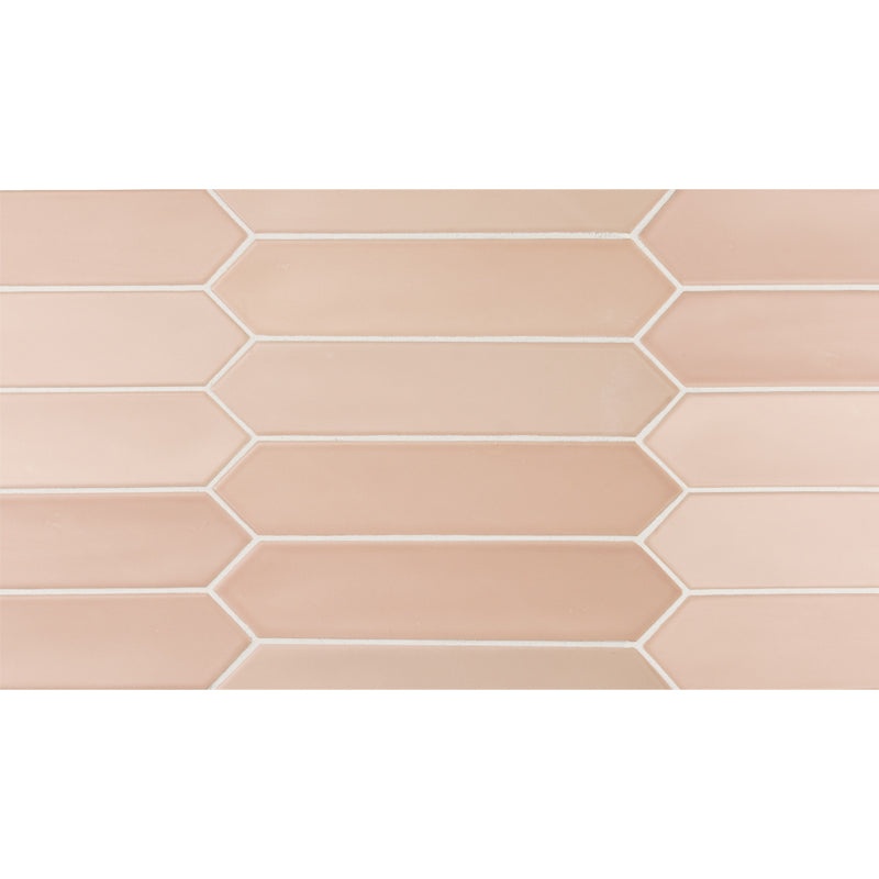 Alfama Pickets Rose Ceramic Tile - Matte - 2" X 10"