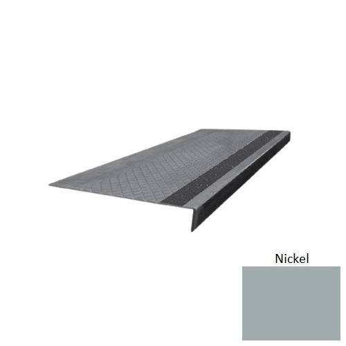 Flextones Nickel Type 675 With Flush Carborundum Strip Distinct Designs Rubber - 12" X 72" Stair Tread - Diamond Profile Design