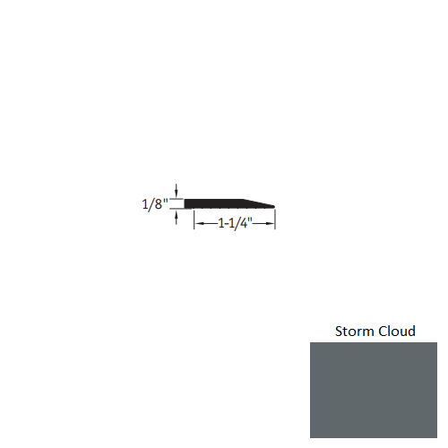 Johnsonite Storm Cloud Vinyl Moulding / Trim - 1 1/4" X 25 Ft (300") X 1/8" Reducer - Reducer