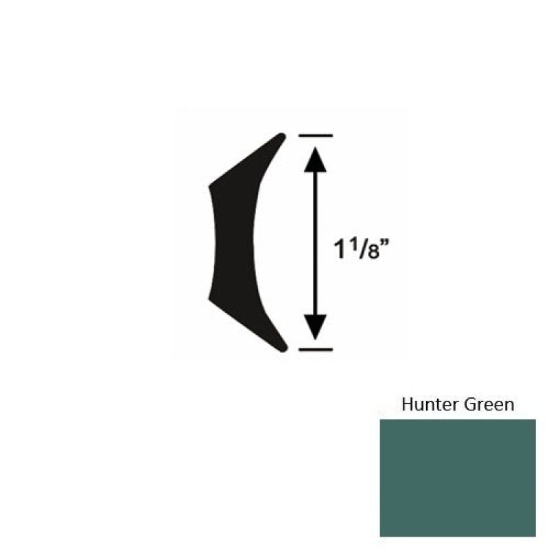 Solid 44 Hunter Green Rubber Fillet Strip 1 1/8" X 9 Ft