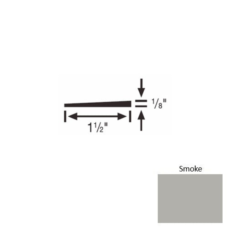 Solid 45 Smoke Rubber Reducer Strip - 1 1/2" X 9 Ft (108") X 1/8"