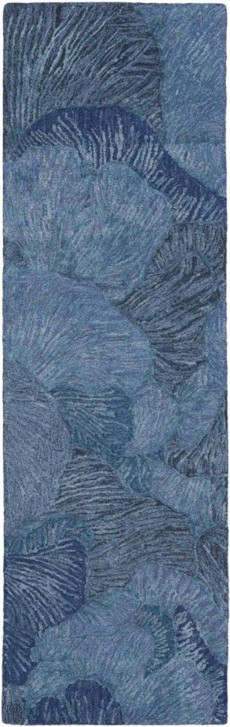 Avra Blue Avr01 Wool Blend Contemporary Area Rug - 8 Ft Runner - Blue