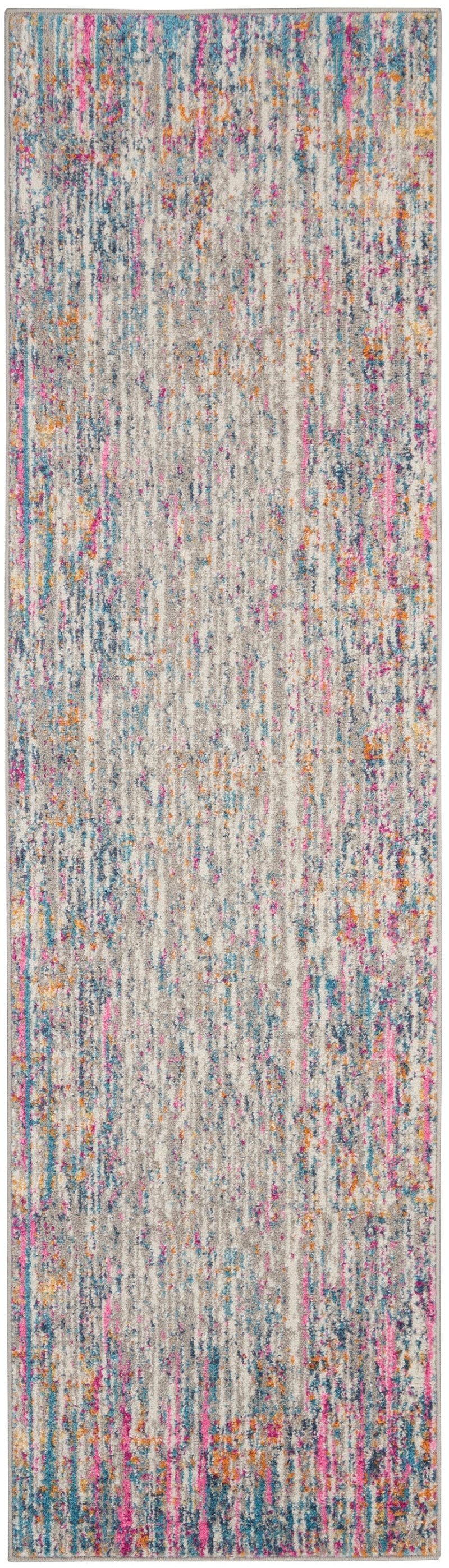 Passion Psn09 Ivory / Multi Polypropylene Modern Area Rug - 8 Ft Runner