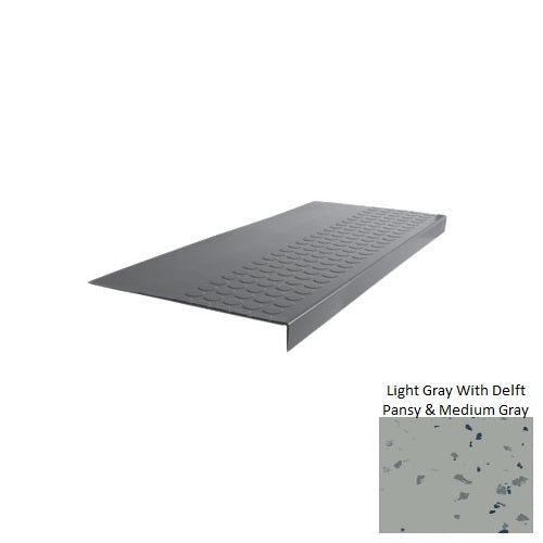 Spextones Light Gray With Delft Pansy & Medium Gray Type 701E Distinct Designs Rubber - 15" X 72" Stair Tread - Rgt Radial Ii Raised Disc Design