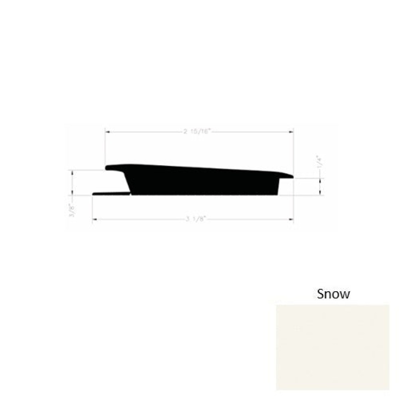 Solid 75 Snow Rubber Rolling Traffic Transition - 3 1/8" X 9 Ft (108") X 3/8" - 1/4"
